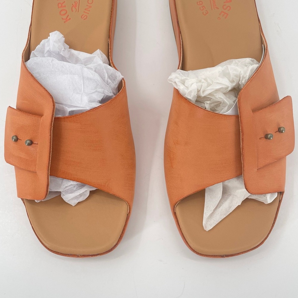 Kork-Ease Womens Mesa Slide Sandals 7M Orange Leather Wedge KE0023508 Studs - Picture 5 of 14